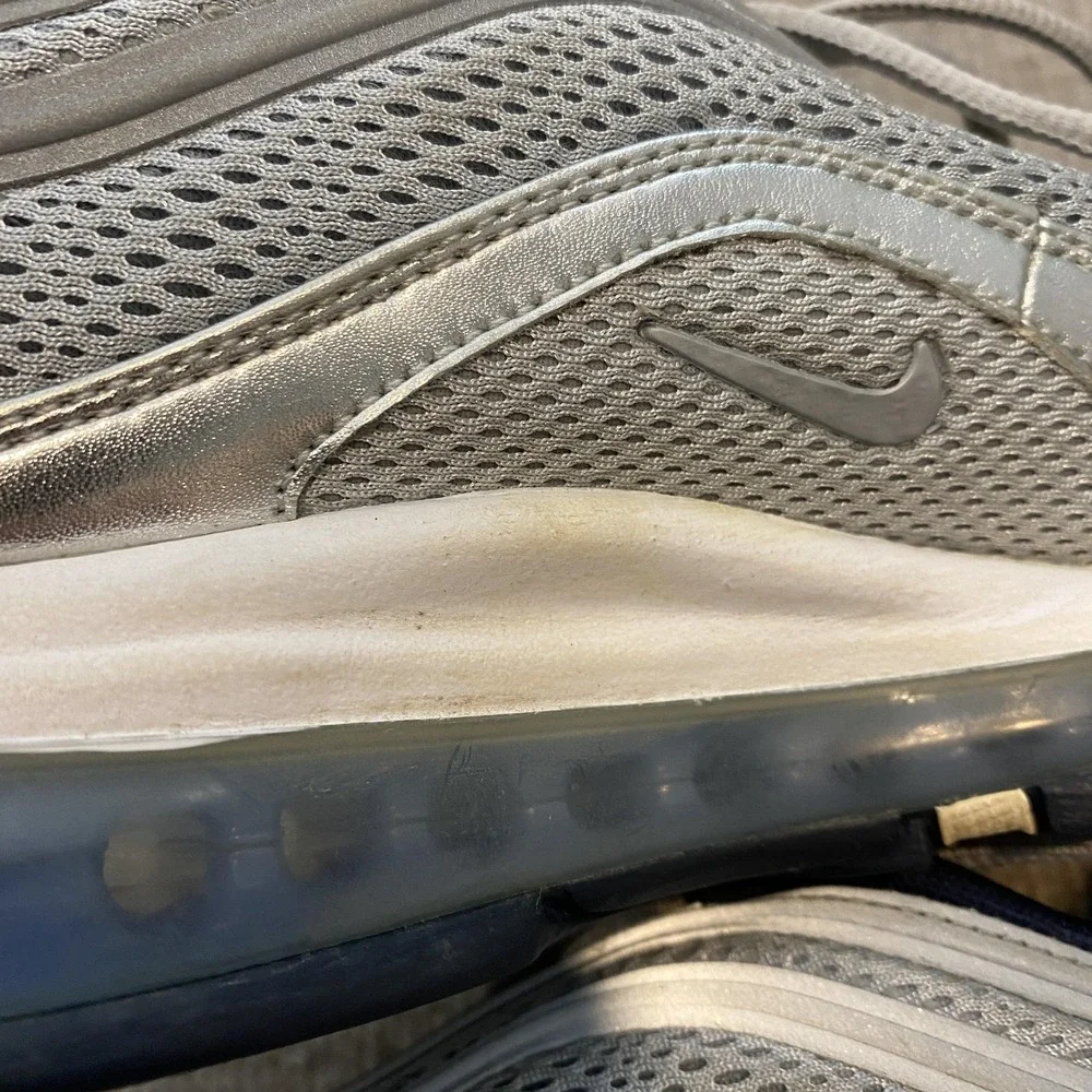 Nike Air Max 97‎ Shoes Womens Size 10 Silver Mesh Cushioned 554668-041 Sneakers